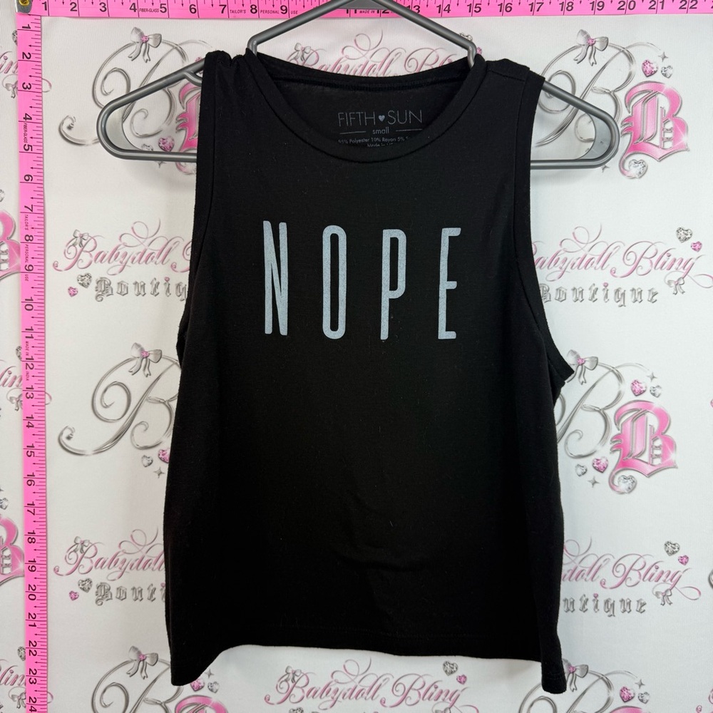Fifth Sun shirt tank top white Black Tank l 'NOPE' Graphic